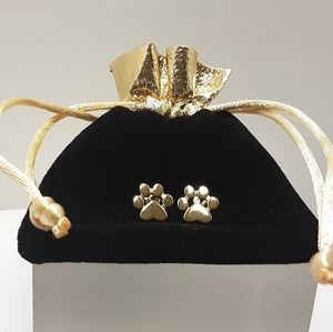 STERLING S925 GOLD PLATED PAW STUD EARRINGS